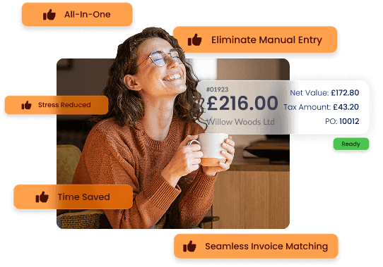 A woman automating her invoice processing with Zahara