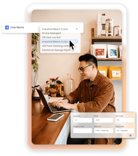 A man controlling his buying habits with purchase orders
